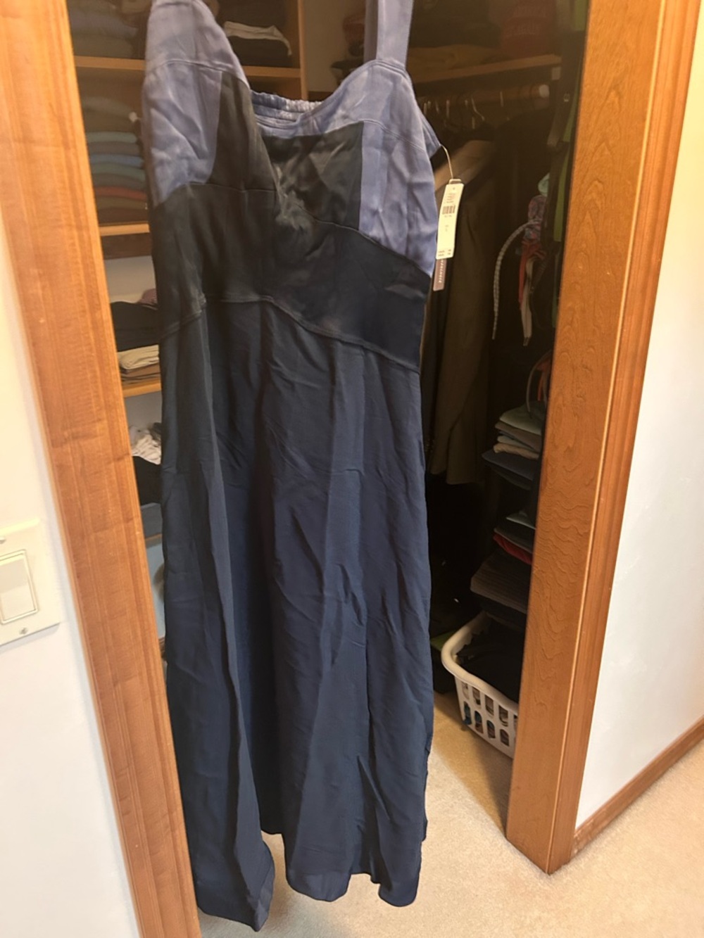 Anthropologie Navy Blue Maxi Dress with Sheen